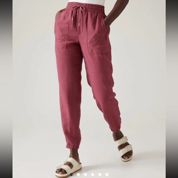 Athleta Retreat Linen Joggers In Coffeberry - Picture 1 of 5